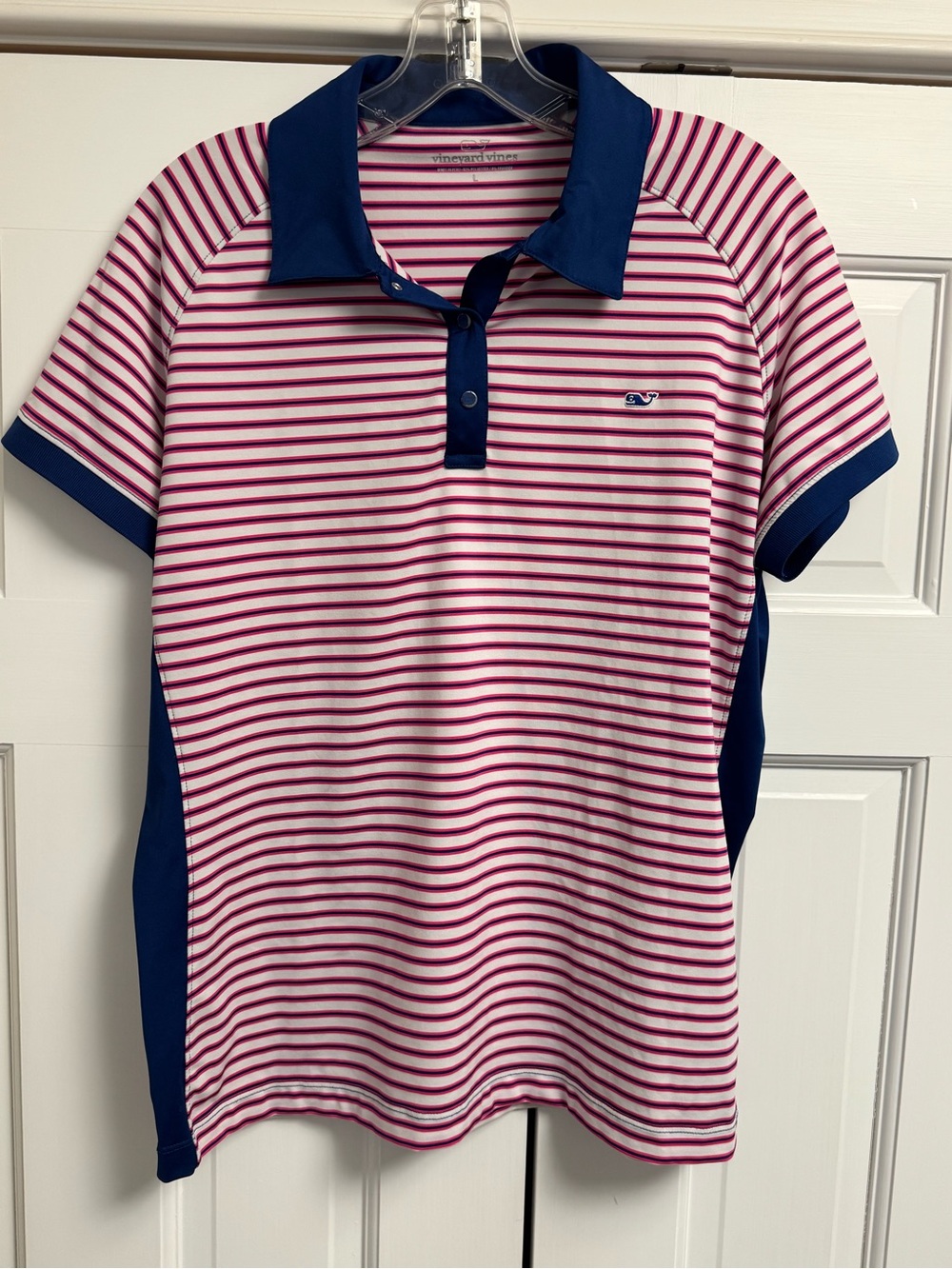 Vineyard Vines Pink, Navy & White Striped Polo